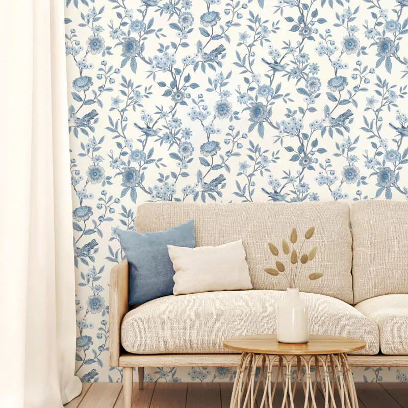 Nobletts Eleanor Blue Floral Wallpaper - Floral Wallpaper - Nobletts – Nobletts ...