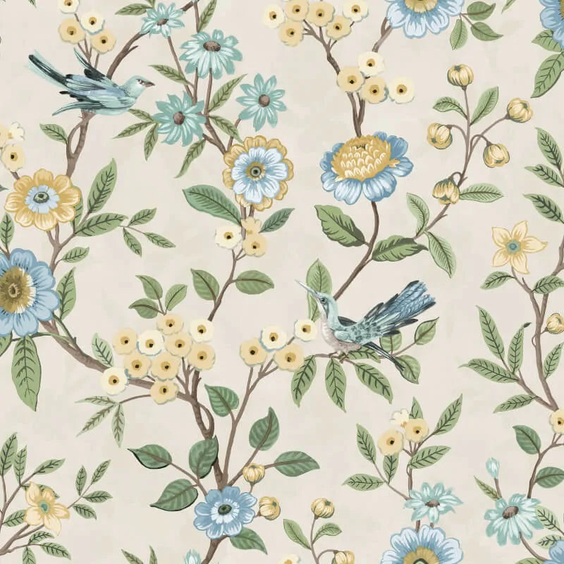Eleanor Natural Floral Wallpaper - Floral Wallpaper - Nobletts