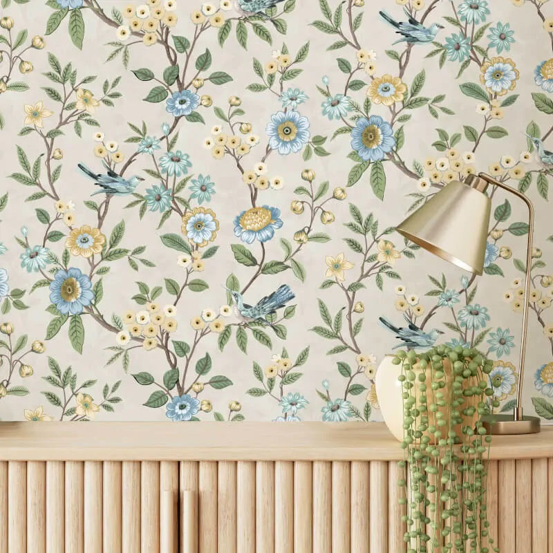 Nobletts Eleanor Natural Floral Wallpaper - Floral Wallpaper - Nobletts ...