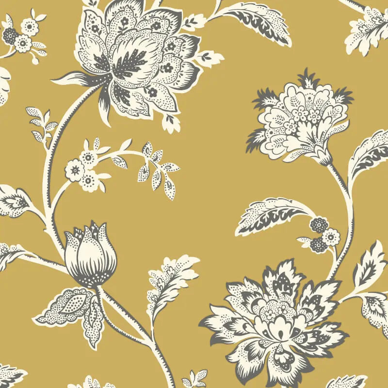 Juliette Floral Ochre Wallpaper - Floral Wallpaper - Nobletts