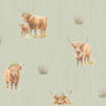 Highland Cows Sage Wallpaper