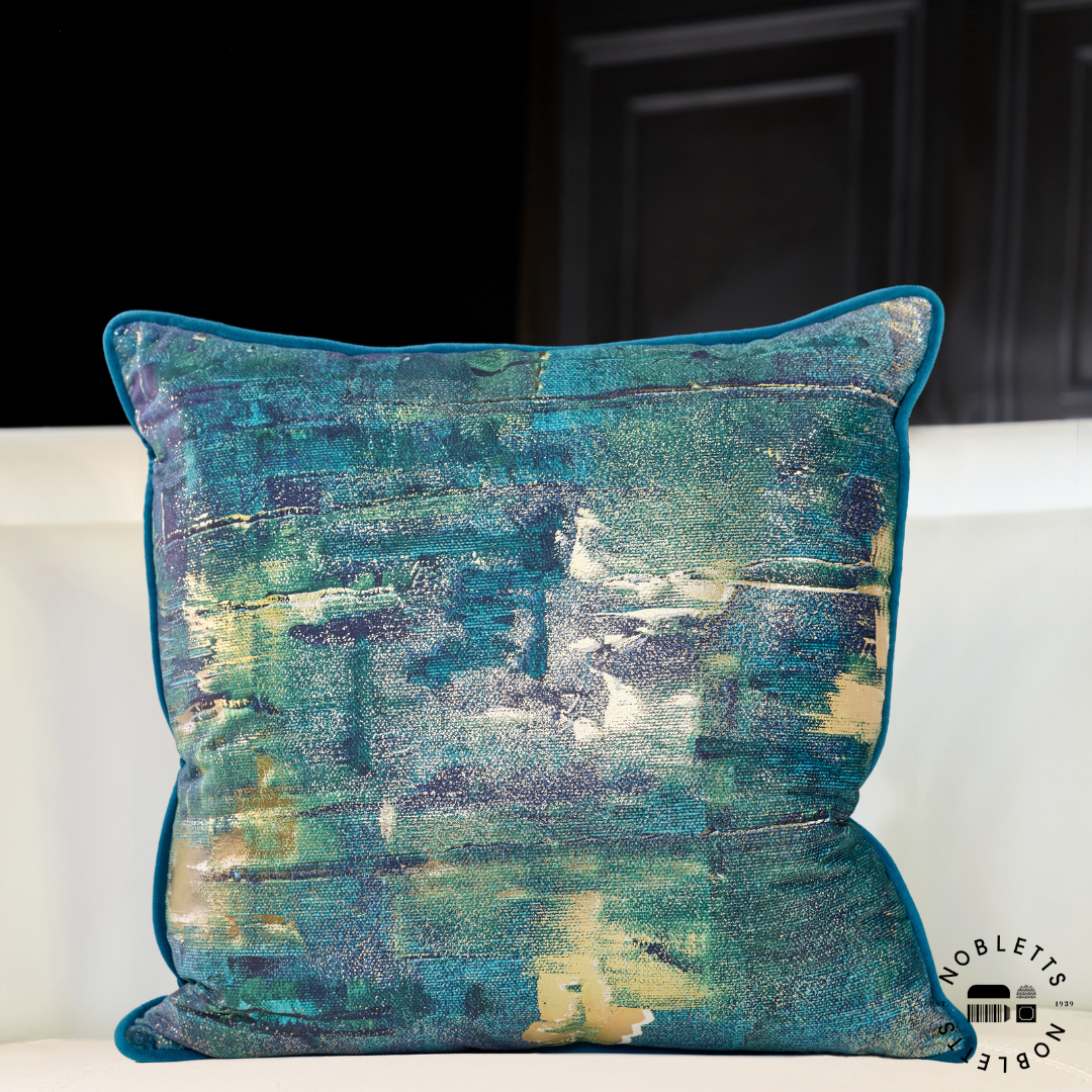 Lush Green Mix Cushion | Malini Designer Cushions | Feather Filled