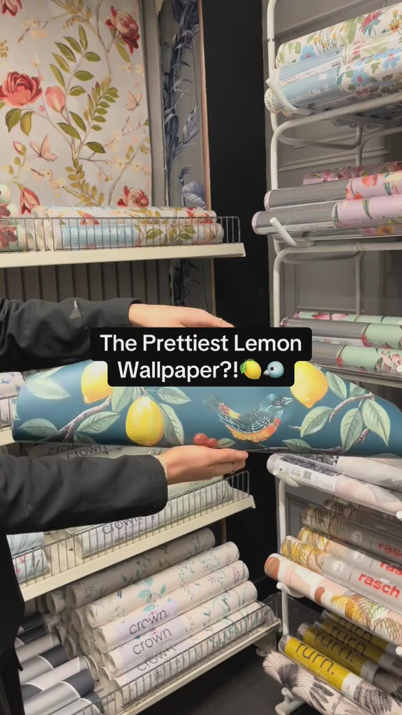 Lemon Leaf Trail Teal Wallpaper