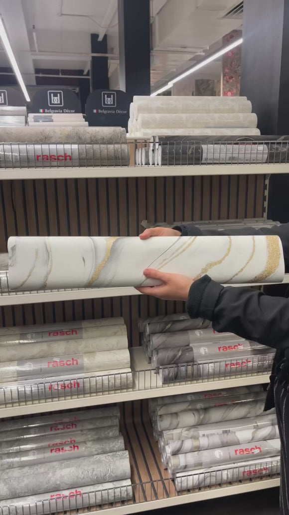 Factory VI - Marmorea Marble White Wallpaper
