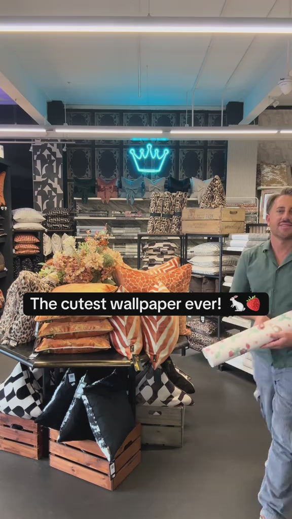 Bunnies & Berries Pink Wallpaper