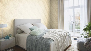 Palm Leaf Plaster Beige Wallpaper