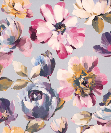 Calbria Floral Lilac and Pink Double Width Wallpaper