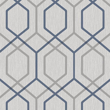 Oria Hex Navy/Grey Wallpaper | WonderWall by Nobletts