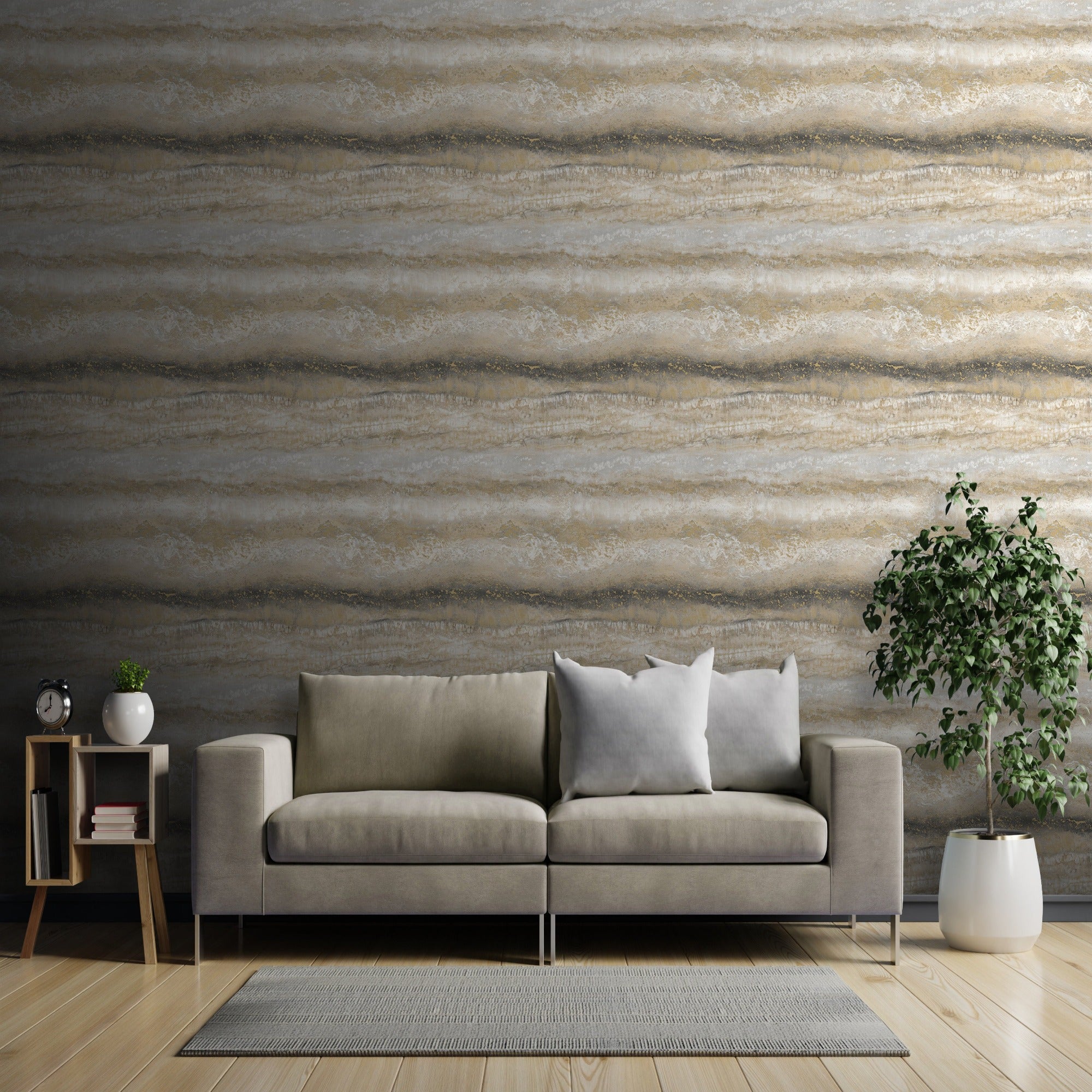 Semper Marble Gold Wallpaper in Room