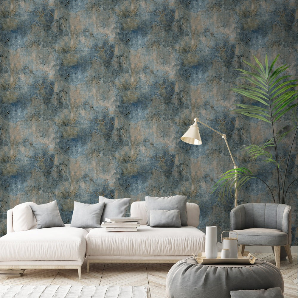 Castello Plaster Navy Wallpaper