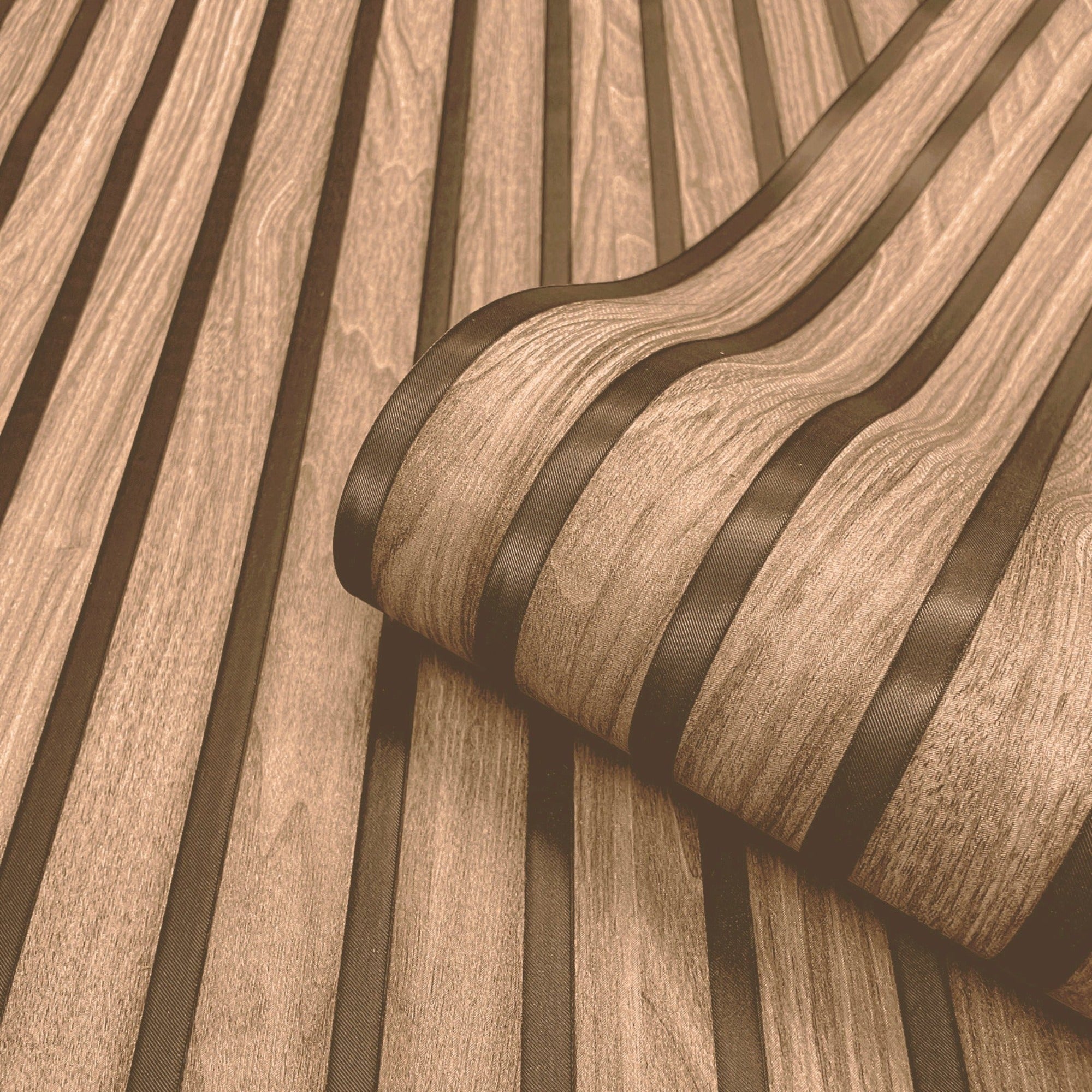 Wood Slat Walnut Wallpaper