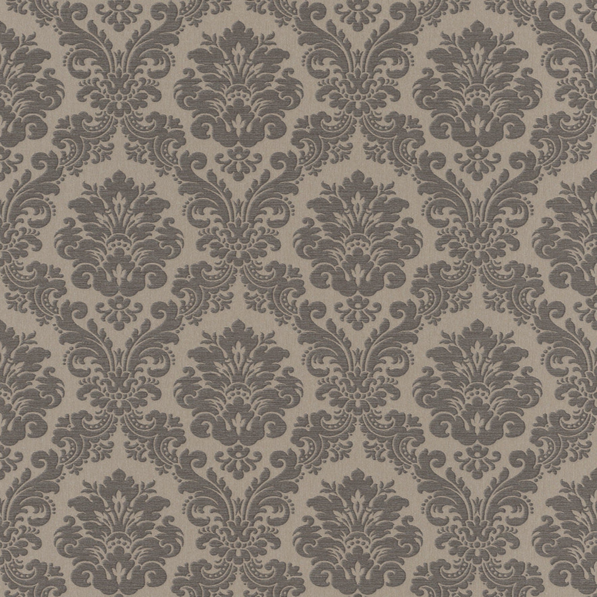 Trianon Damask Brown and Charcoal Wallpaper