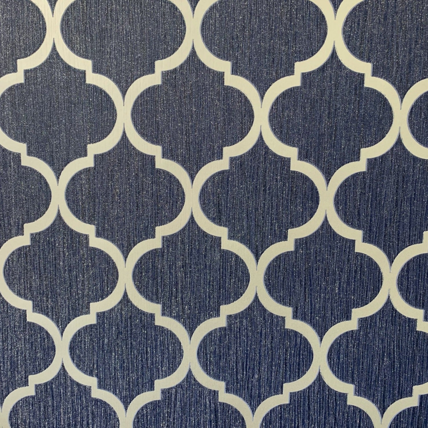 Crystal Trellis Navy Blue Silver Wallpaper