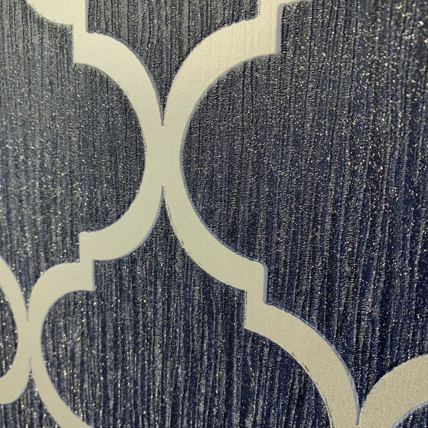 Crystal Trellis Navy Blue/Silver Wallpaper | WonderWall by Nobletts | #Variant SKU# | Debona