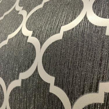 Debona Wallpaper | Crystal Trellis Black/Silver | 8895
