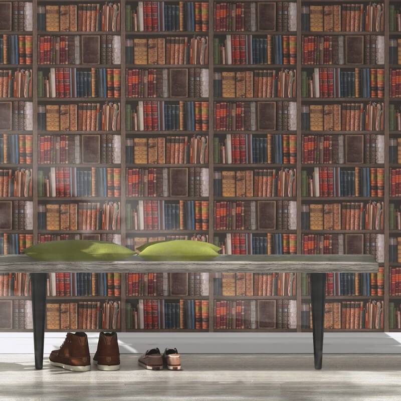 Vintage Library Books Wallpaper Room Scene