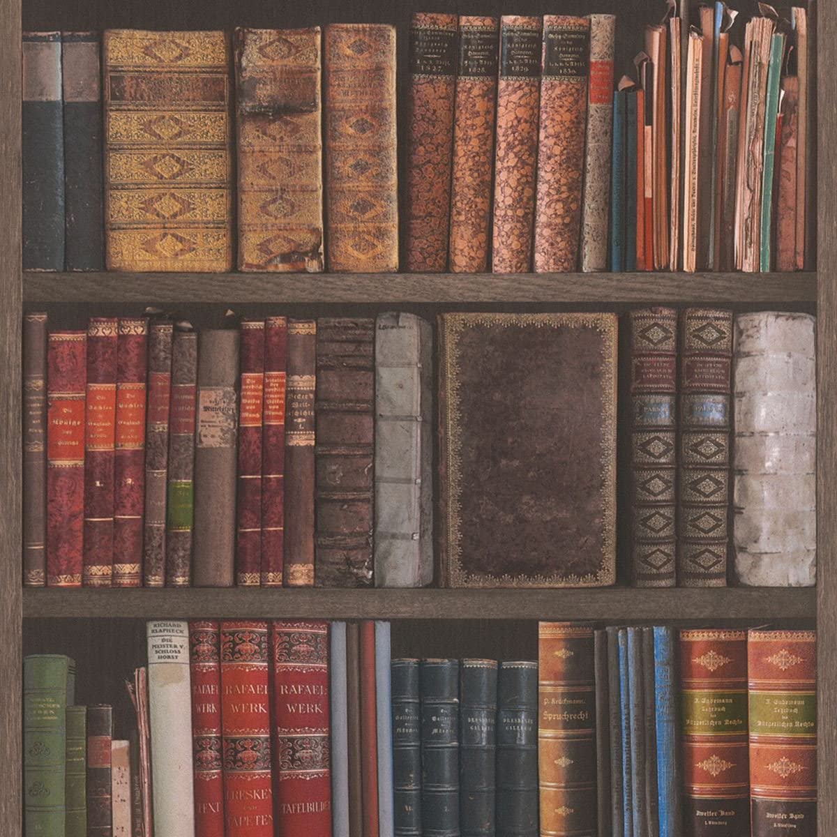 Vintage Library Books Wallpaper Close-up