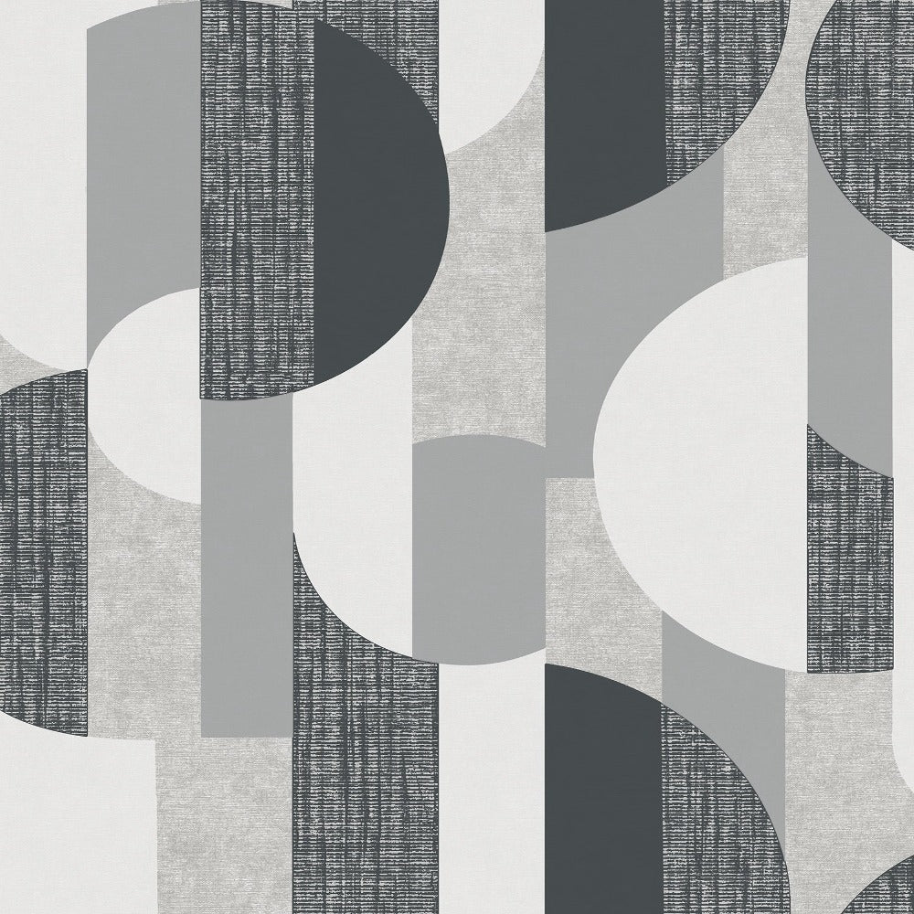 Retro Wallpaper | Vertical Art Tempo Charcoal and Grey | A56302