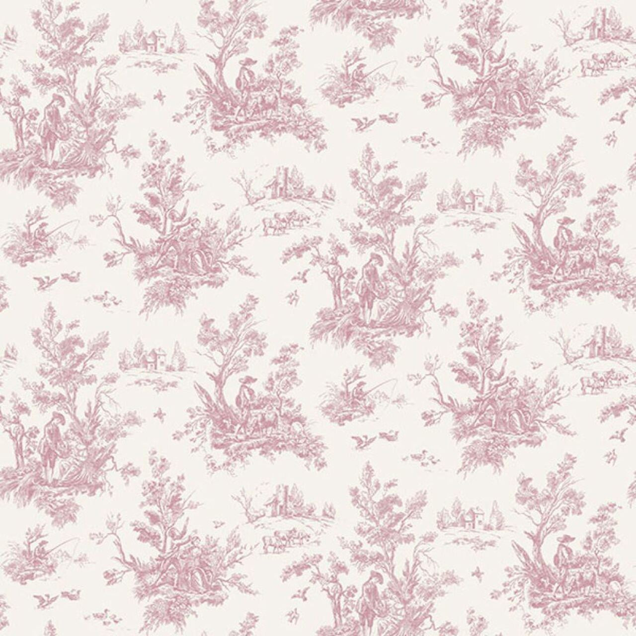 Abby Rose Toile Pink Wallpaper