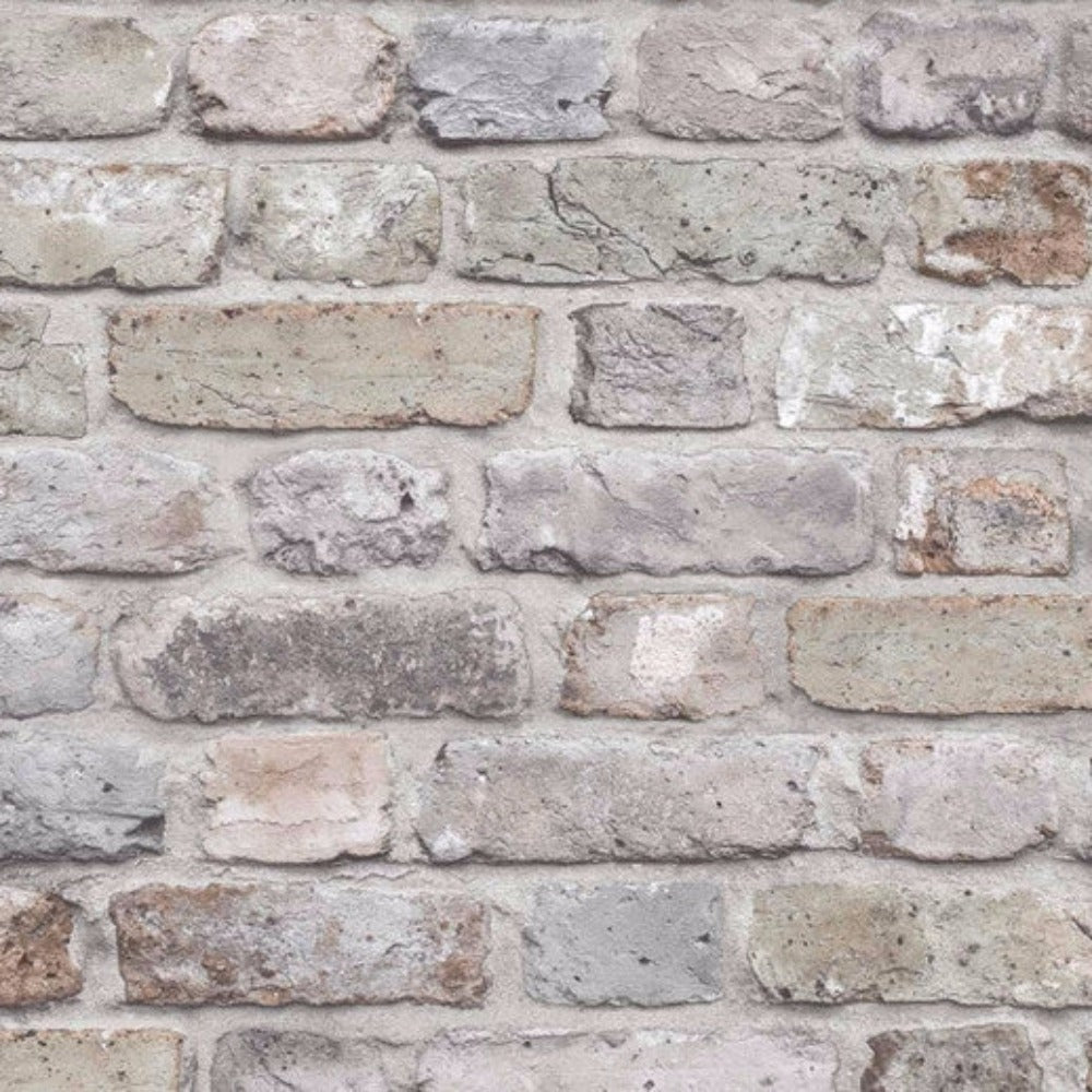 Grandeco Wallpaper | Facade Brick Neutral/Grey | FC2501