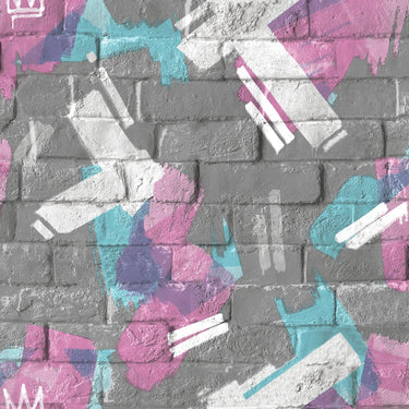 Graffiti Brush Charcoal Pink Wallpaper | WonderWall by Nobletts | #Variant SKU# | Ugepa