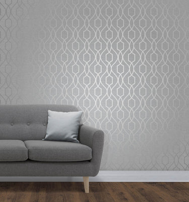 Apex Trellis Silver Wallpaper | WonderWall by Nobletts | #Variant SKU# | Fine Decor