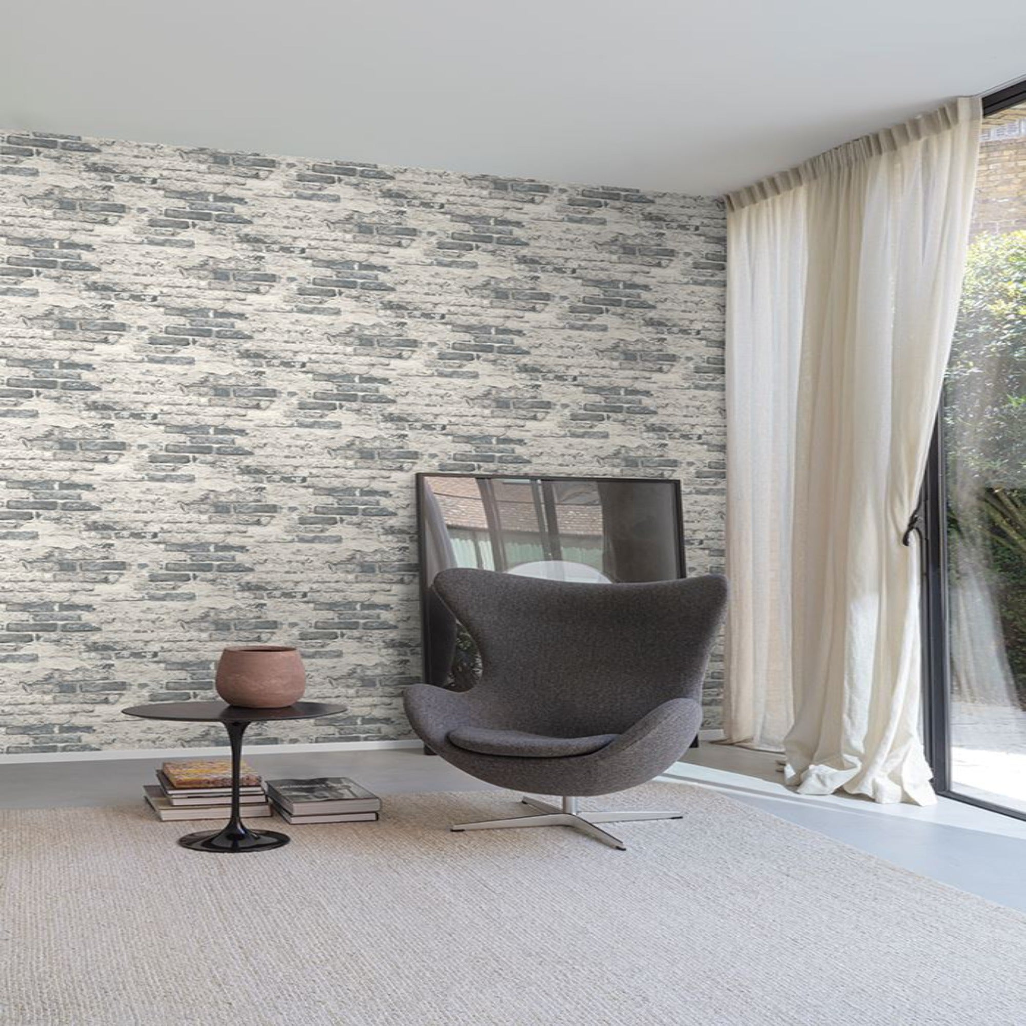 Asperia Brick Grey/White Wallpaper | Grandeco Wallpaper | A58102