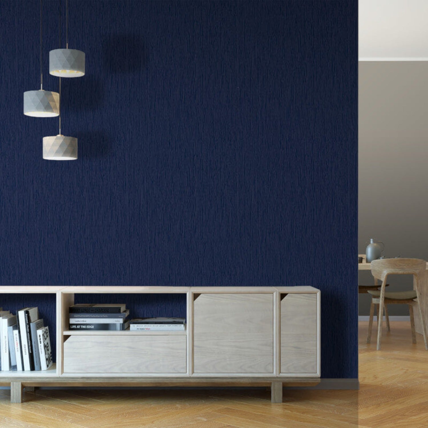 Crystal Plain Navy Wallpaper