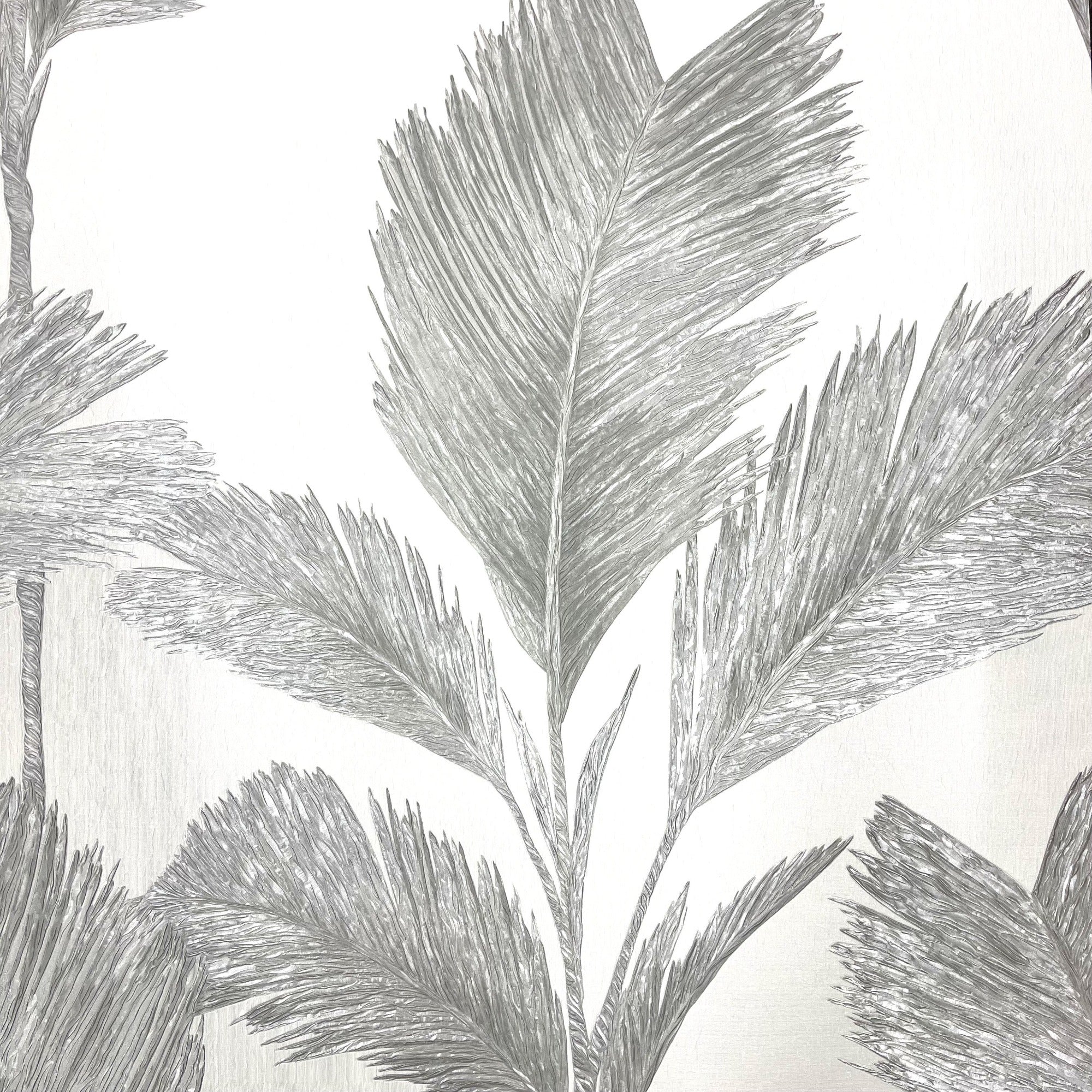 Alessia Leaf Silver/White Wallpaper | WonderWall by Nobletts | #Variant SKU# | Belgravia