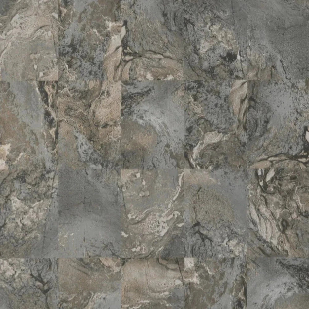 Savona Marble Tile Slate | Fine Décor Wallpaper | M95637