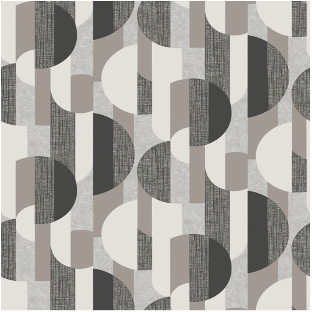 Retro Style | Vertical Art Tempo Charcoal and Beige Wallpaper | A56301